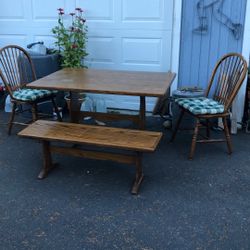 Vintage dining room set solid wood dinette chair bench