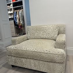 Baker White Printed  Arm Chair 
