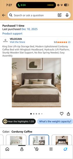 King Storage Bed with Mattress and Bedding Set- Like New
