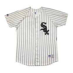 Vintage Chicago White Sox Shirt Jersey Large L Russell Athletic White Pinstripe