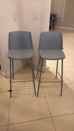 Two light blue bar stools