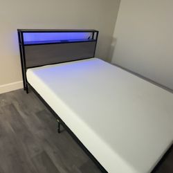 New Queen Bed Frame with Memory Foam Mattress.