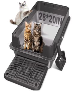 XXL Stainless Steel Cat Litter Box 