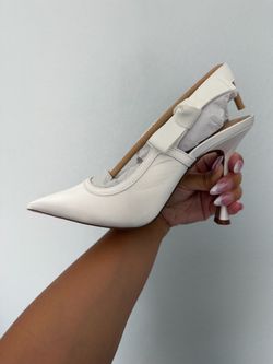 White Satin Slingback Heels