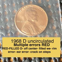 1968d Uncirculated  DC See Close Ups MULTIPLE ERRORS