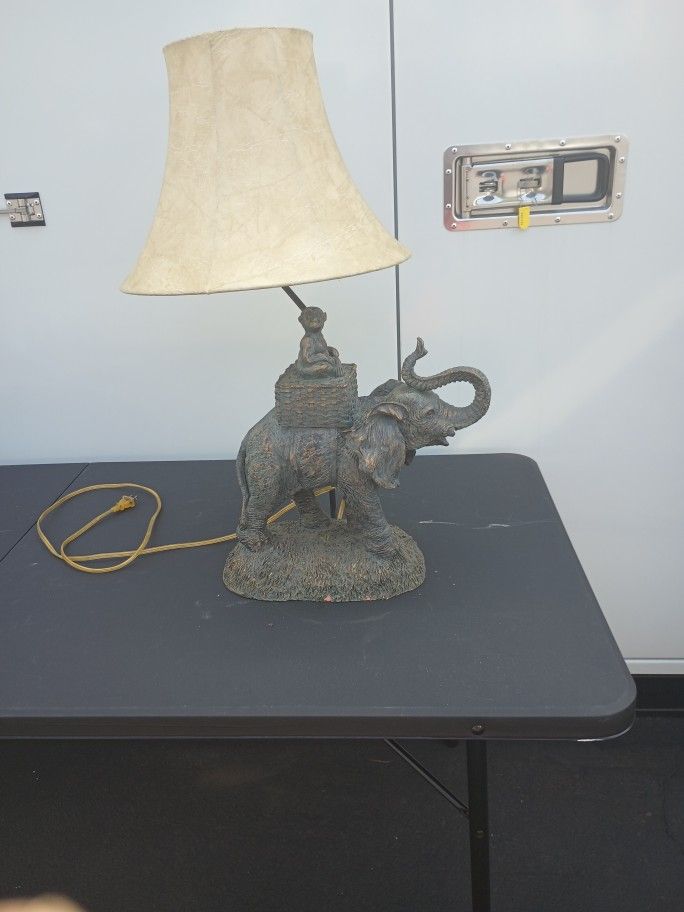 Antique Elephant Monkey Lamp