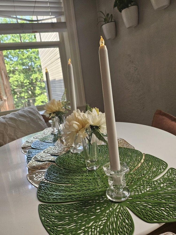 White LED Candlessticks & Glass Candle Holders