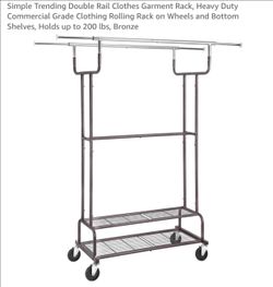 Double Rail Rolling Garment Rack