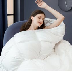 Luxurious White Goose Down Comforter,1200 Thread Count 100% Cotton Fabric - Baffle Box Construction,750+ Fill Power(King Size, White)