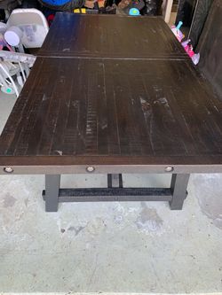 Dark Wood Industrial Dining Table