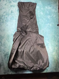 Cache Women's Size 8 Gray Strapless Bubble Hem Rosette Formal Cocktail Dress Y2K