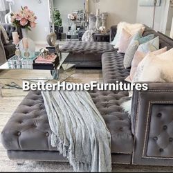 New Grey Tufted Sectional 