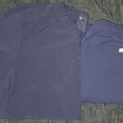 Navy Blue Figs Large Set For Men Stretchy Shirt And Jogger Pants 