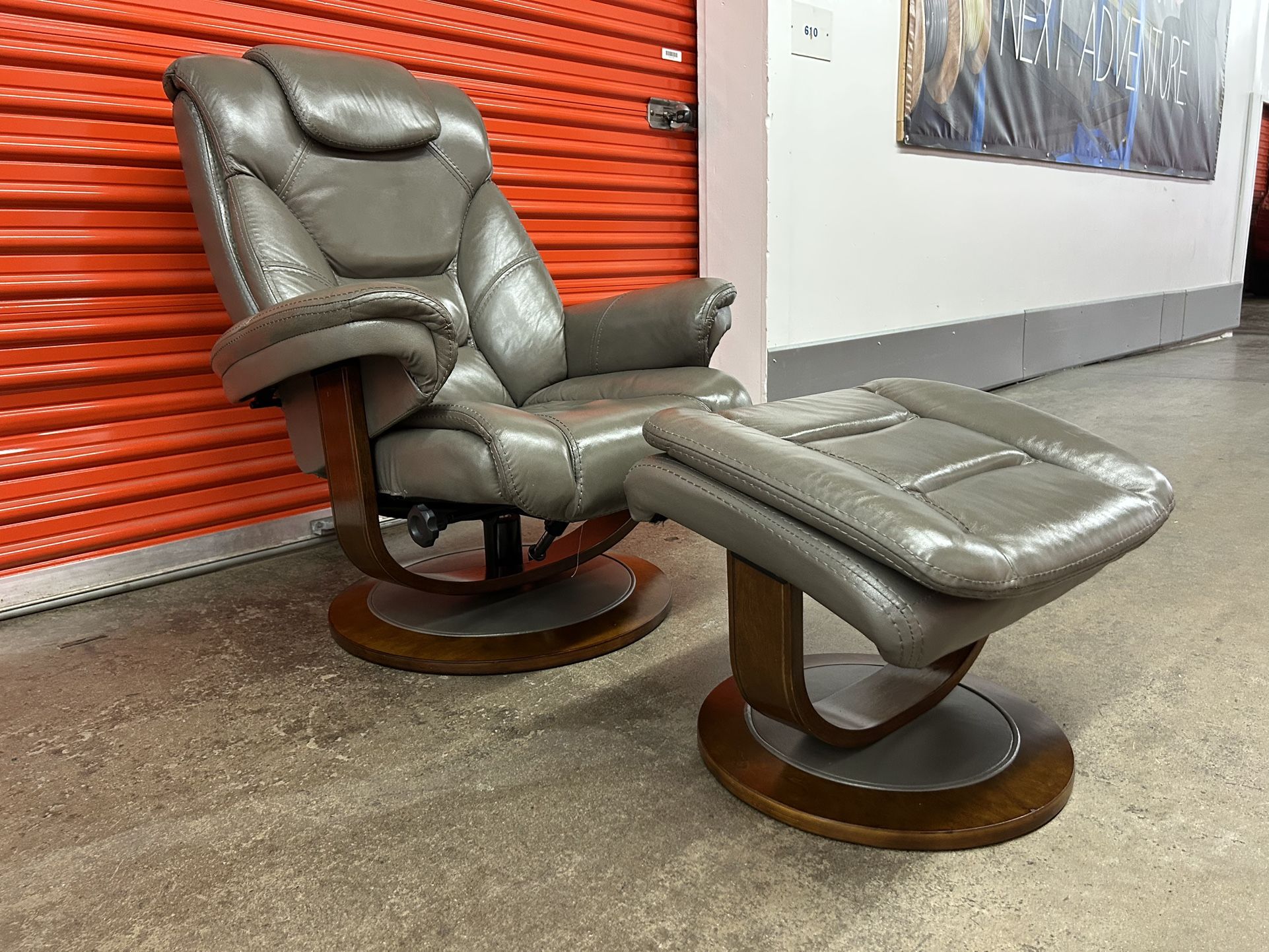 Faringdon Leather Euro Chair & Ottoman