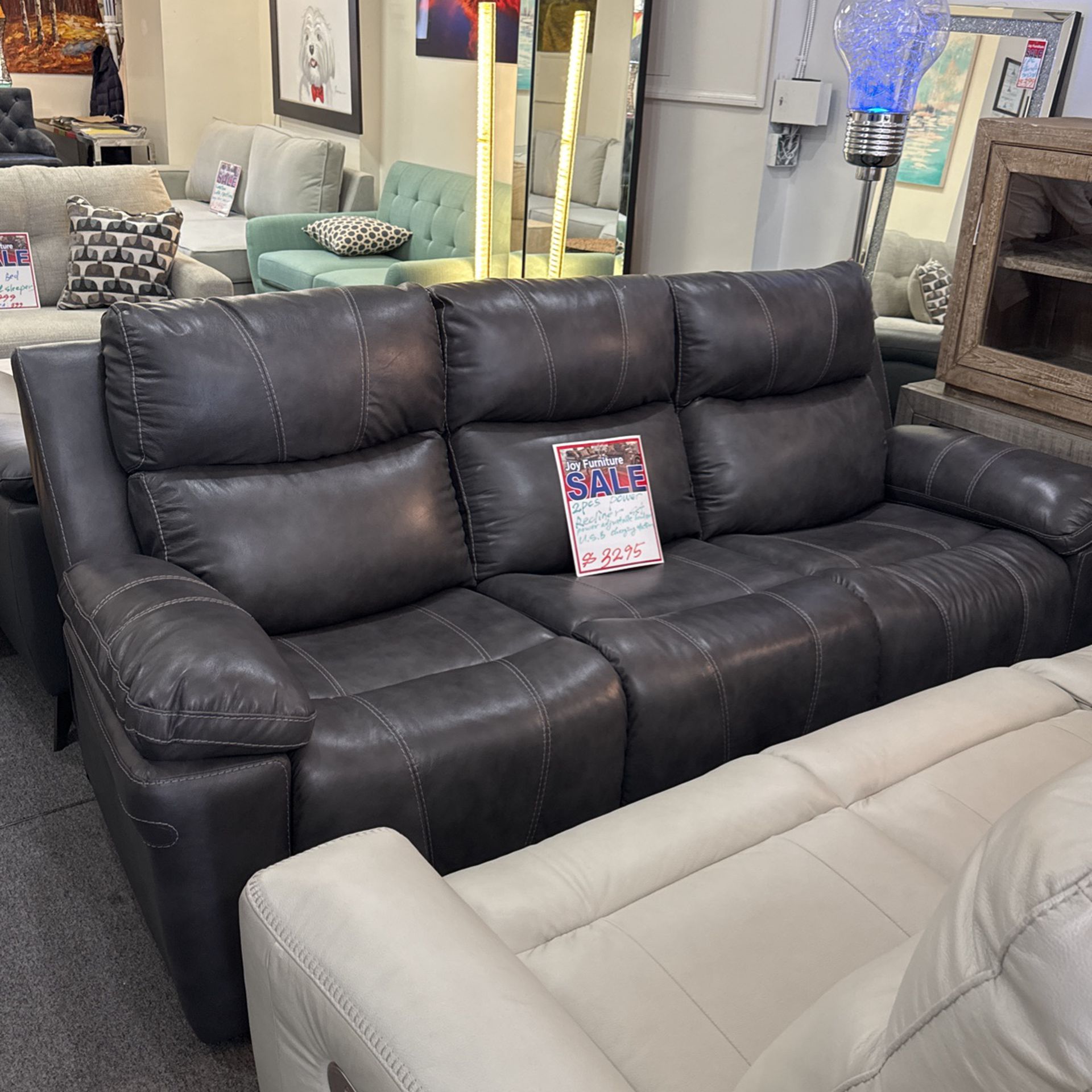 Leather Sofa Power Recliner 