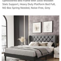 New Queen Upholstered Grey bed With new 10 Inch mattress