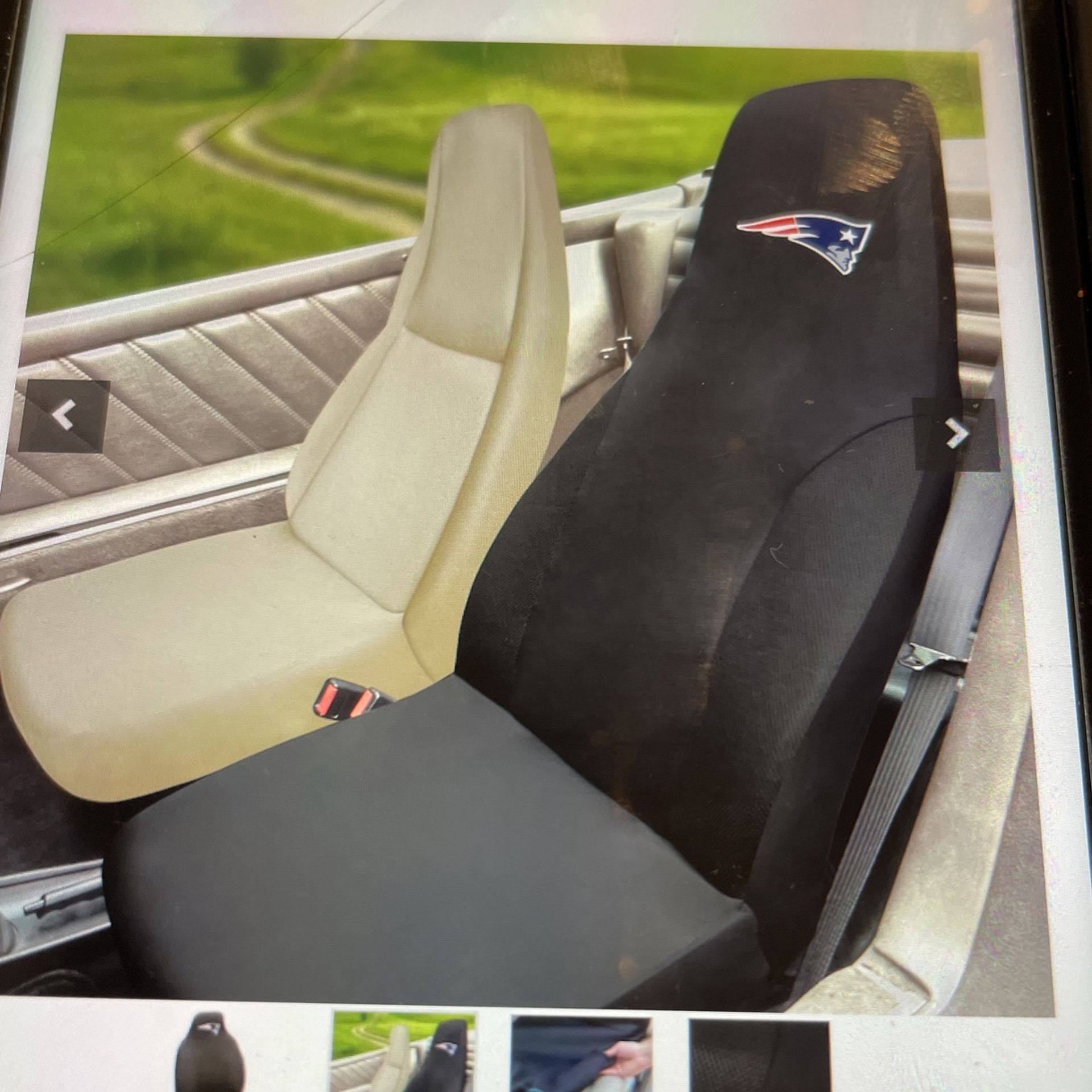 New England Patriots New Unused Car Seat Cover, Taken Out of Pkg For Picture, I Have 2 Of These $30.00 Each Or 2 For $50,00