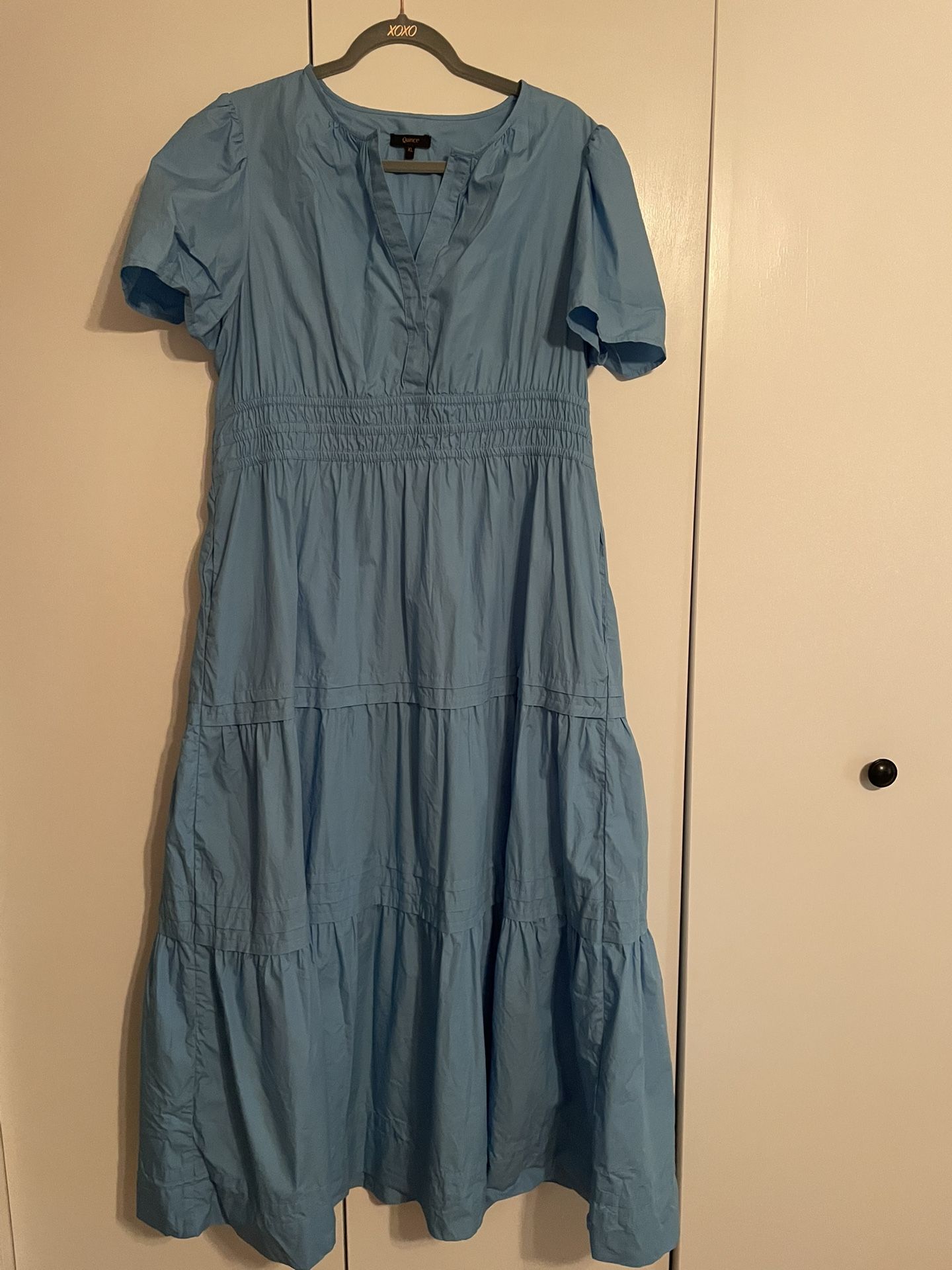 100% Organic Cotton Poplin Tiered Maxi Dress