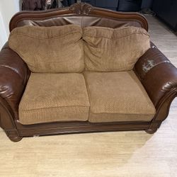 Brown leather couch
