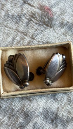1940’s Georg Jensen Vintage #101 Denmark Sterling Silver screw back earrings