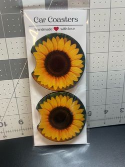 Sunflower Car Coasters Set of 2