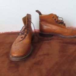 Loake 1880 BURFORD Wingtip Brogue Brown Leather Boots Size UK 8 US 9