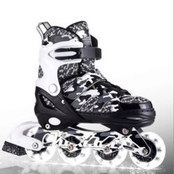 Kuxuan Boys Adjustable Inline Skates with Light up Wheels, Fun Illuminating Skates for Kids Girls Youth