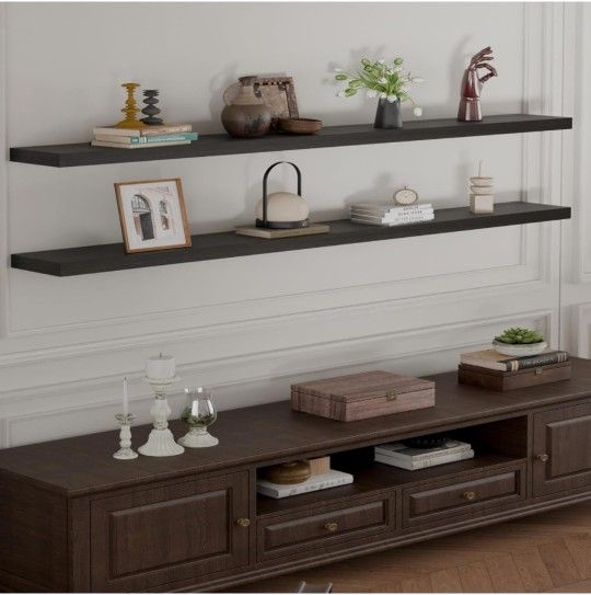 IEO 72 Inch Long Wooden Floating Shelves Set Of 2
