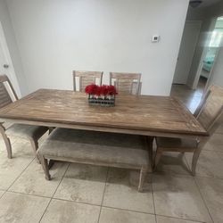 Dining Table w/ 4 Chairs & Bench