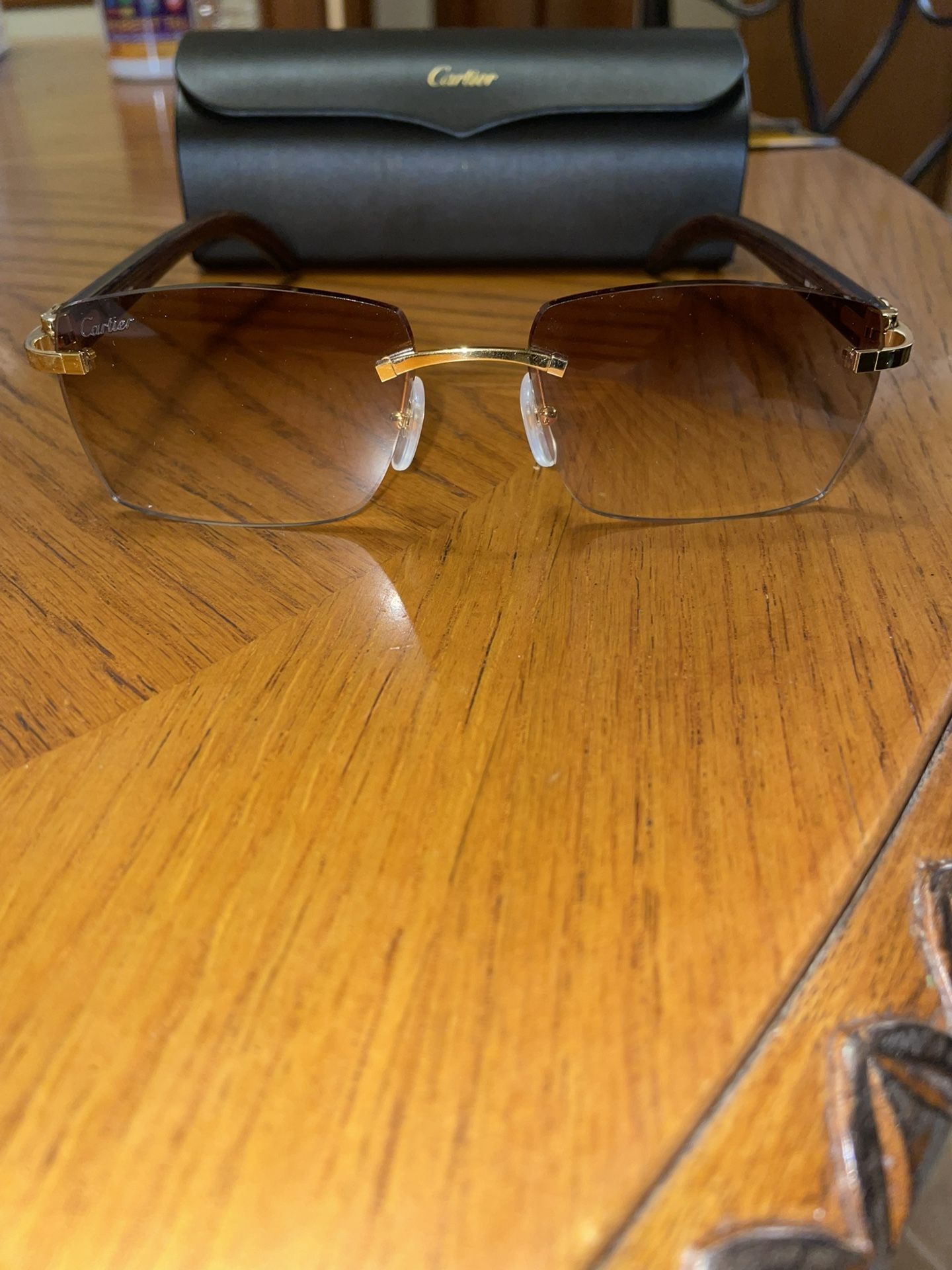 Cartier Glasses Wood Buffalo Horn