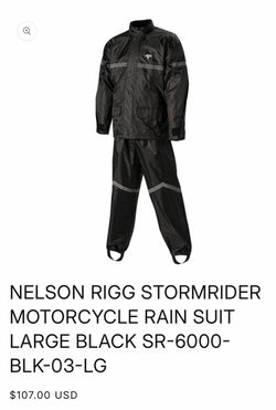 MOTORCYCLE RAIN SUIT LARGE BLACK