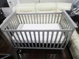 Gray Baby Crib With Mattress Included