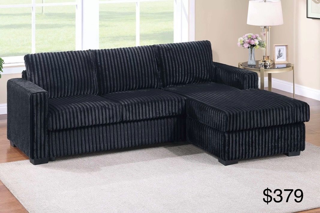 Black Corduroy Sectional Sofa