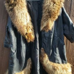 Women's leather and fur jacket, used 
