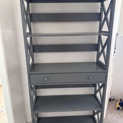 Grey bookshelf