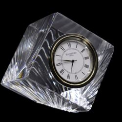 Waterford Crystal Desk Clock “Meridian” Cube Marked Ireland #-50-(contact info removed)