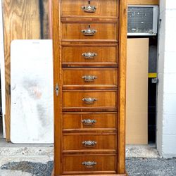 Antique Italian 8 Drawer Double Locking Walnut Lingerie Cabinet- Rare