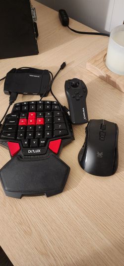 *BUNDLE*Delux T9 46 Key Singlehanded Wired Gaming Keyboard Professional w/ Adapter, Mouse, and Wand!