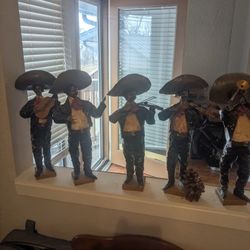 🎺 Authentic Mexican Mariachi Figurines – Set of 5 (Handmade Papel Mexica) 🇲🇽