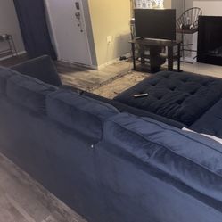 Velvet Sectional With Ottoman 