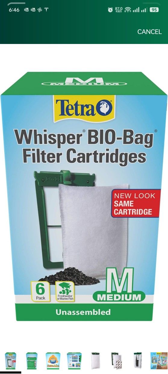 Tetra Whisper Bio-Bag Filter Cartridges for Aquariums - Unassembled