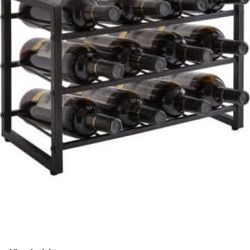 IBUYKE Wine Racks Countertop, 3 Tiers Metal Wine Rack,Wine Rack Freestanding Storage 12 Bottle Capacity, for Home Kitchen, Pantry, Wine Cellar, Bar, B