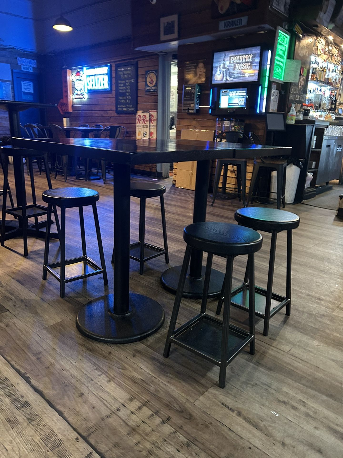 Black Stool With Wooden Top