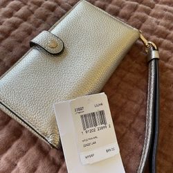 Coach 23527 Pebble Leather Phone Wristlet Wallet