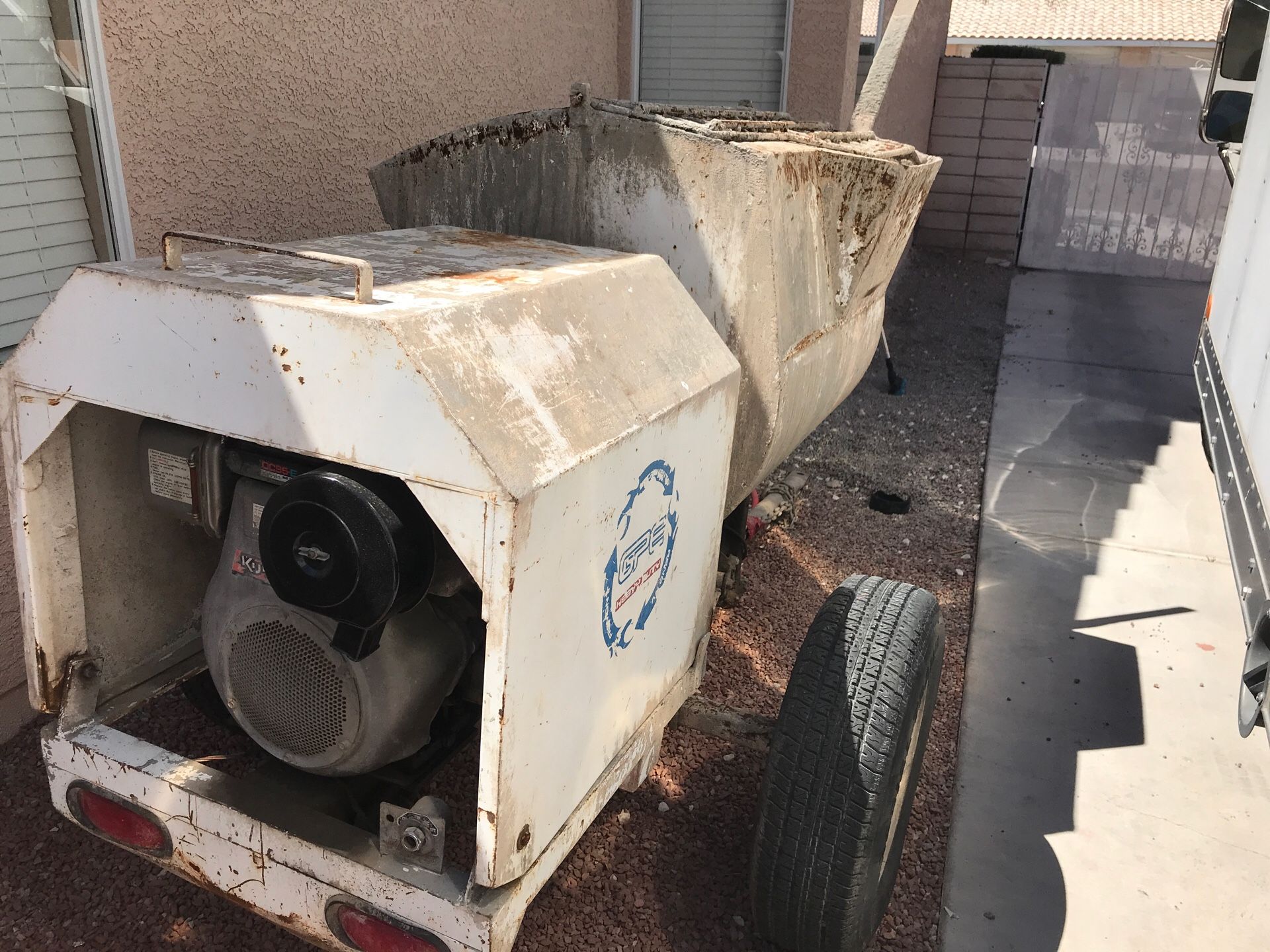 GPE diesel hydraulic plaster mixer . Forward and reverse. Runs like new. 12 cubic foot mixing tub. 8000.00 new . Selling for 1900.00