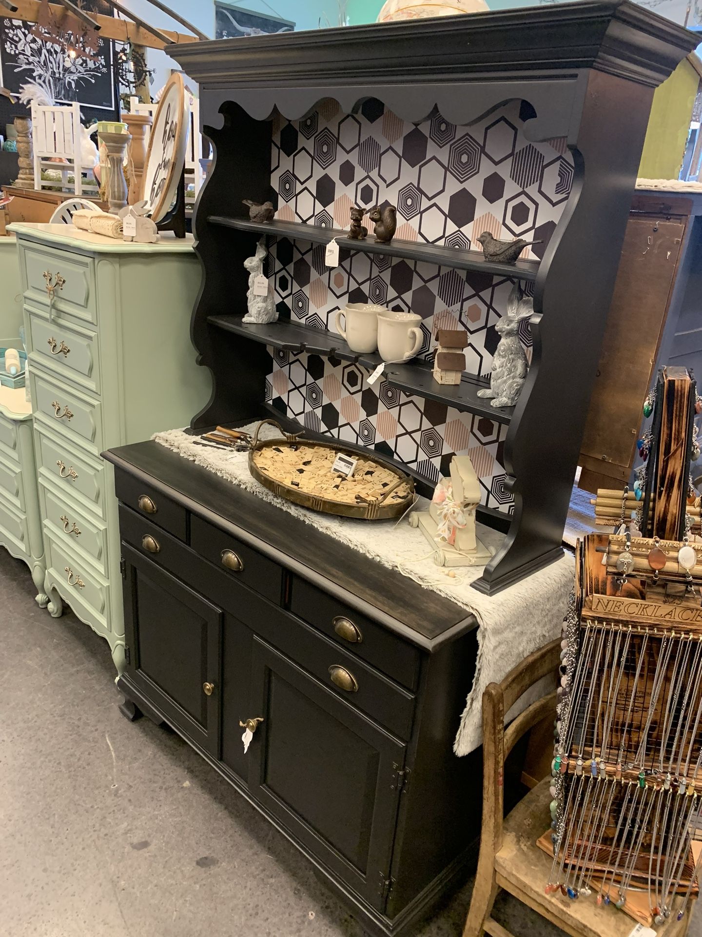 Beautiful Refinished Cabinet Hutch 