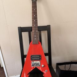 Red Electric Guitar First Action ME279 Flying V