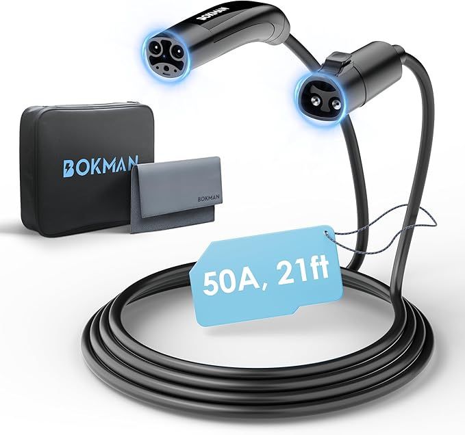Tesla Extension Cord Cables 50 Amp 21 Foot NACS Mobile Charger Wall Connector IP65 Waterproof Outdoor Indoor Model 3 Y S X, bokman