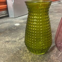 Green Glass flower Vase