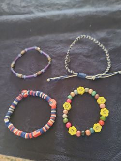 Set of 4 Beaded and Braided Bracelets